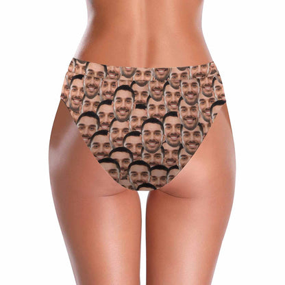 High Waisted High Cut Bikini Bottom-Custom Seamless Face Personalized Bikini Swimsuit Bottom