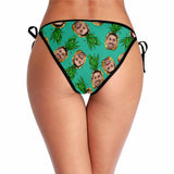 Side Tie-Custom Boyfriend Face Pineapple Personalized Bikini Swimsuit Bottom