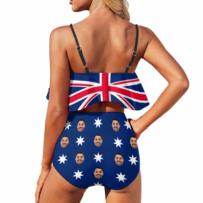 Custom Face Australian Flag Swimsuit Personalized Women&