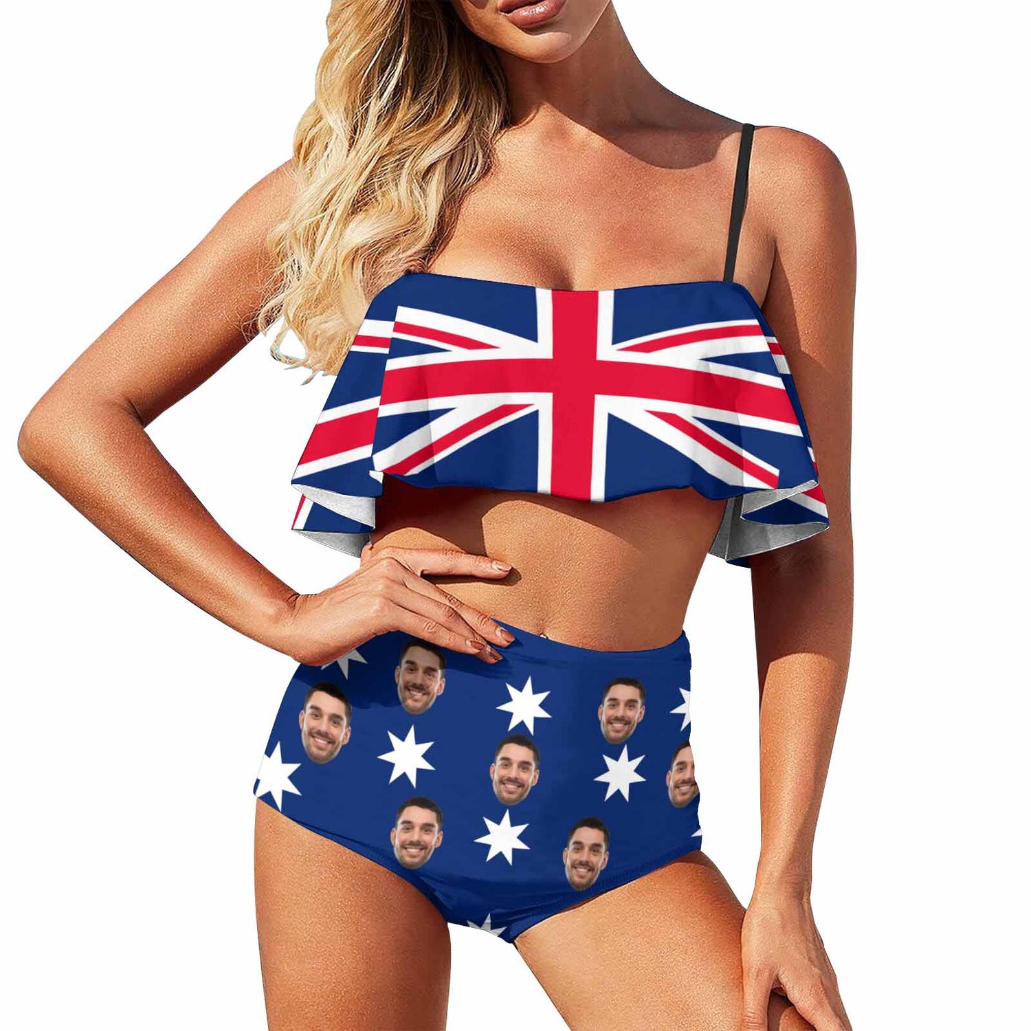 Custom Face Australian Flag Swimsuit Personalized Women&