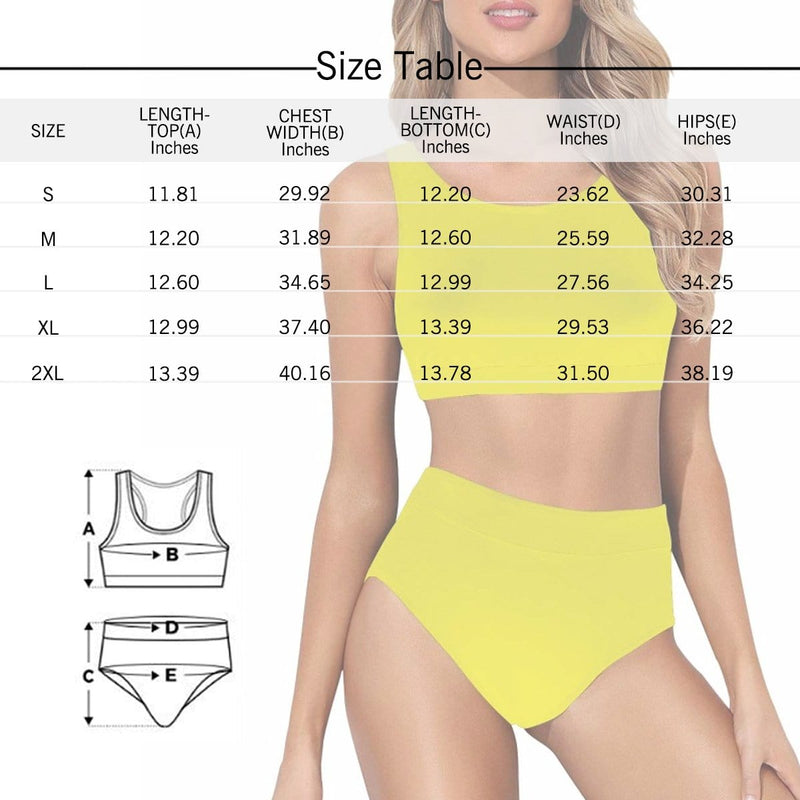 Custom Face Banana High Crew Neck High Waisted Bikini Personalized Women's Two Piece Swimsuit Beach Outfits