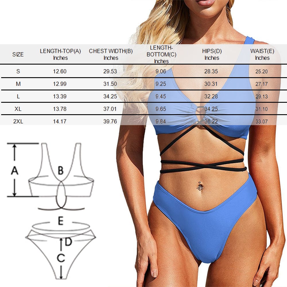 Custom Face Bikini Seamless Tie Bond Low Waisted Bikini Bathing Suit Personalized Women&