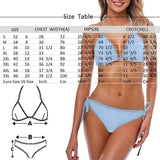 Custom Face Blue String Halter Tie Side Low Waisted Triangle Bikini Personalized Bathing Suit Women's Two Piece Swimsuit Summer Beach Pool Outfits