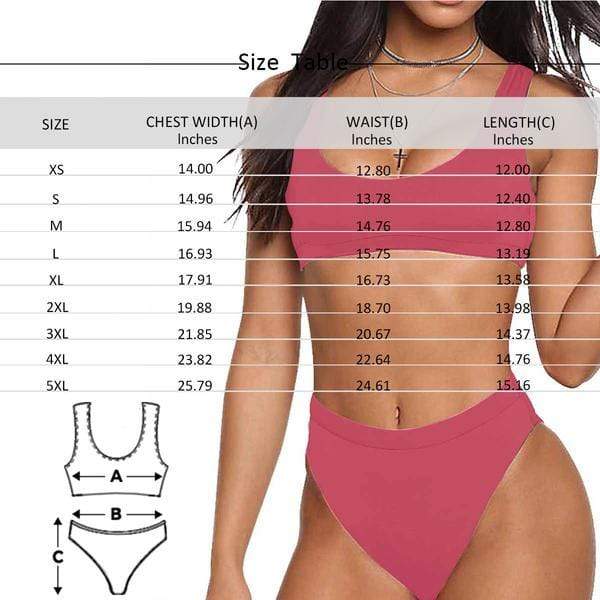 Custom Face In Hands Scoop Neck Sport Top High Waisted Bikini Personalized Women's Two Piece Swimsuit Beach Outfits