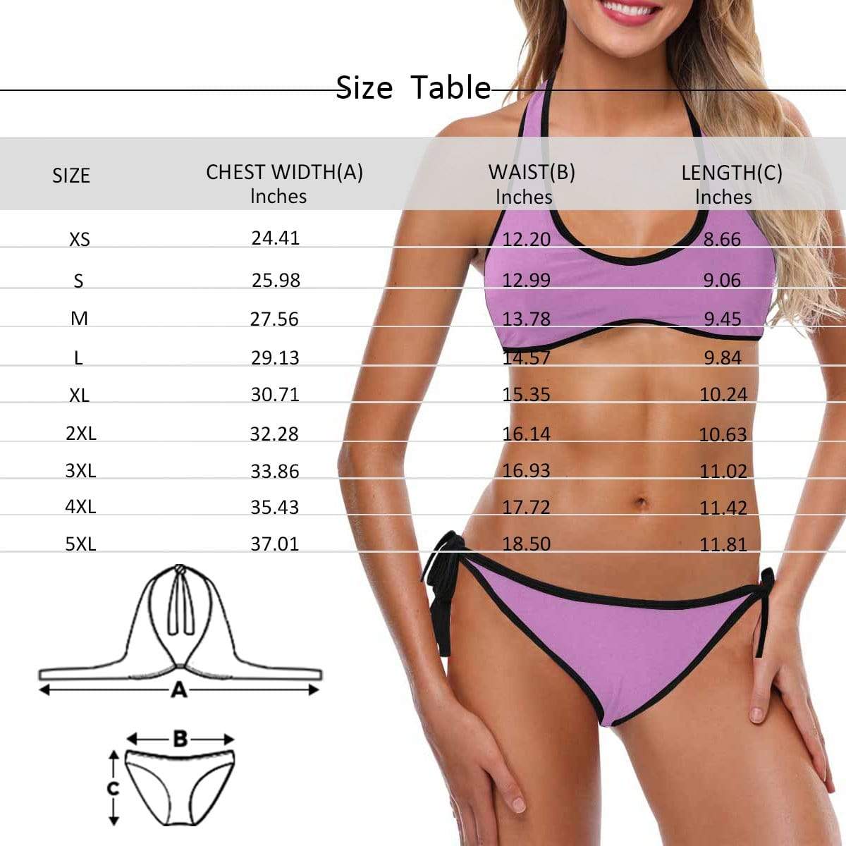 Custom Face Money  Scoop Neck Halter Tie Side Low Waisted Bikini Personalized Women&