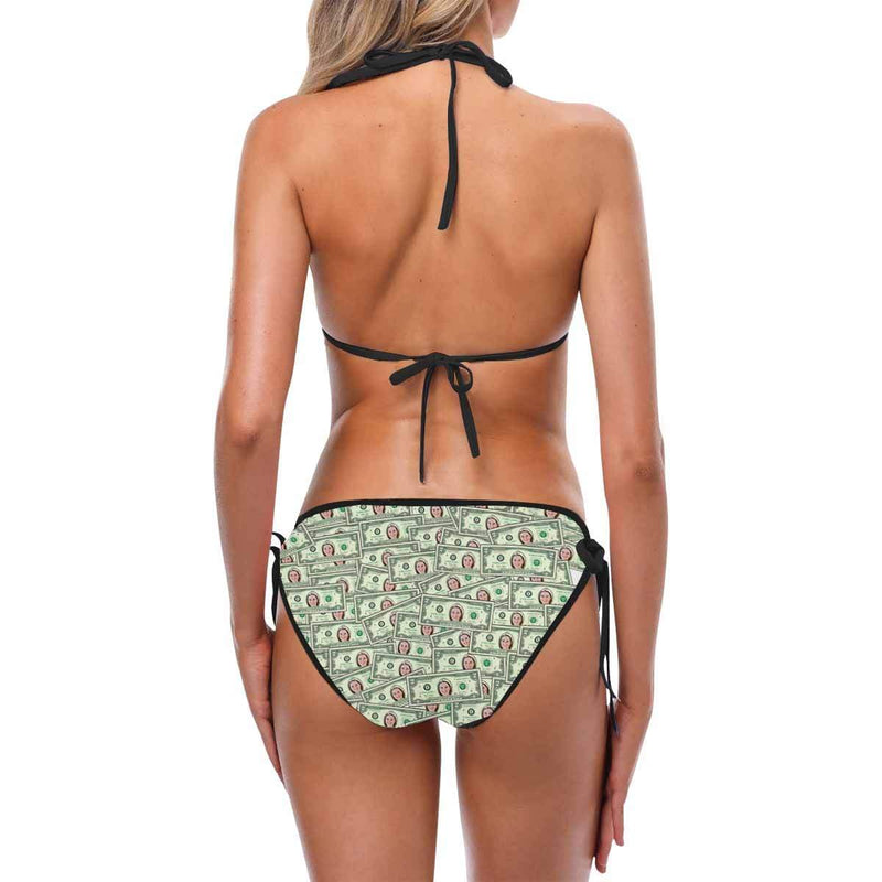 Custom Face Money String Halter Tie Side Low Waisted Triangle Bikini Personalized Bathing Suit Women's Two Piece Swimsuit Summer Beach Pool Outfits