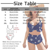 Custom Face Star Flag Print Retro Blue Ruffle Hem Bikini Set Swimsuit