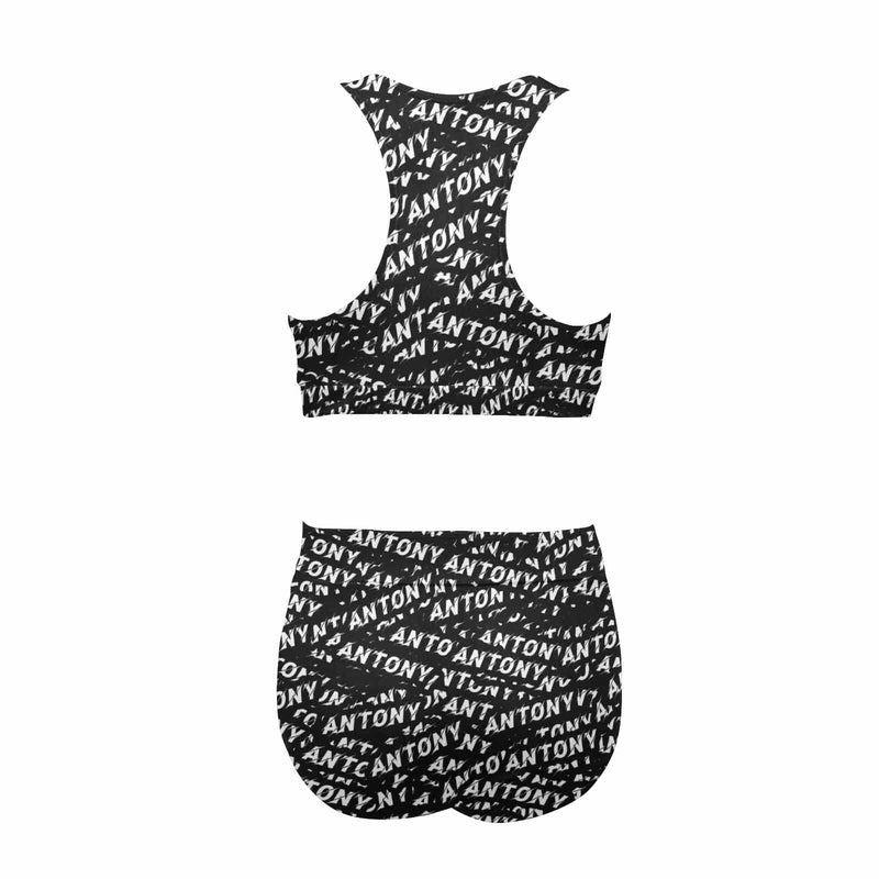 Custom Name Seamless High Crew Neck High Waisted Bikini Personalized Women's Two Piece Swimsuit Beach Outfits