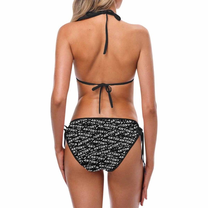 Custom Name Seamless String Halter Tie Side Low Waisted Triangle Bikini Personalized Bathing Suit Women's Two Piece Swimsuit Summer Beach Pool Outfits