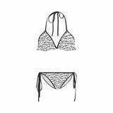 Custom Name Seamless String Halter Tie Side Low Waisted Triangle Bikini Personalized Bathing Suit Women's Two Piece Swimsuit Summer Beach Pool Outfits