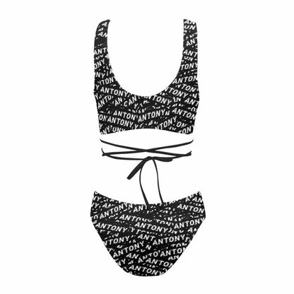 Custom Name Seamless Tie Bond Low Waisted Bikini Bathing Suit Personalized Women&