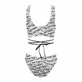 Custom Name Seamless Tie Bond Low Waisted Bikini Bathing Suit Personalized Women's Two Piece Swimsuit Beach Outfits