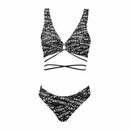 Custom Name Seamless Tie Bond Low Waisted Bikini Bathing Suit Personalized Women&