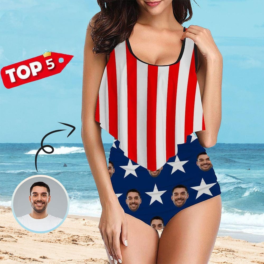 American Flag One-Piece Swimsuit Gift For Women - Banantees