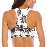 #Crewneck Tank Top Bikini Top - Custom Face Cocoa Tree Women's Beach Crop High-Neck Bikini Top