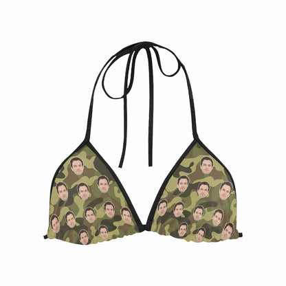 Halter Bikini Top-Custom Boyfriend Face Camouflage Personalized Bikini Swimsuit Top