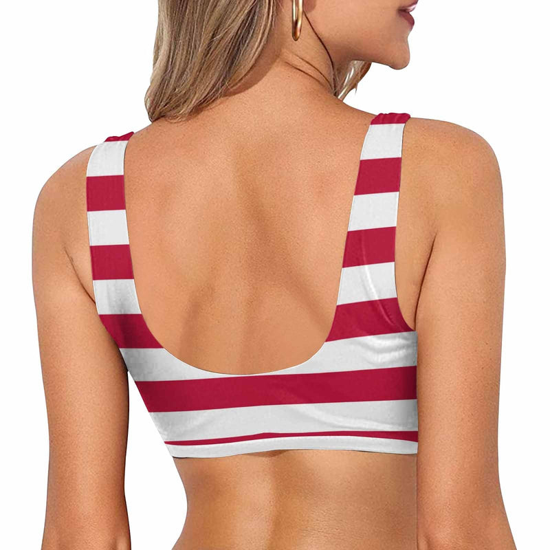 Sport Top-Custom Face USA Flag Personalized Bikini Swimsuit Top