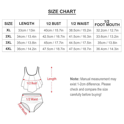 Plus Size Custom Seamless Face Long Ruffle Hem Bikini Personalized High Waisted Bikini Swimsuit Two Piece Summer Beach Pool Outfits