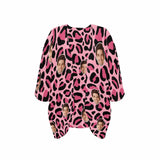 Custom Pink Leopard Face One Piece Bikini Cover Up Personalized Kimono Chiffon Cover Up