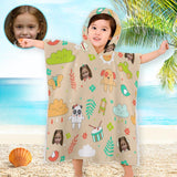 Kids Bath Towel For Boys Girls, Custom Photo Cartoon Cloud Pattern Child Hooded Beach Towel, Fast Drying Ultra Absorbent Poncho For Bath/Pool/Beach Swim Cover