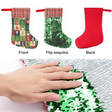 16.5in(L) Super Size-Custom Family Face Christmas Tree Lattice Flip Sequins Christmas Stocking