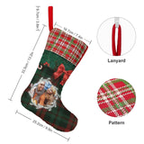 16.5in(L) Super Size-Custom Photo Lattice Red Bow Christmas Socks Flip Sequins Christmas Stocking