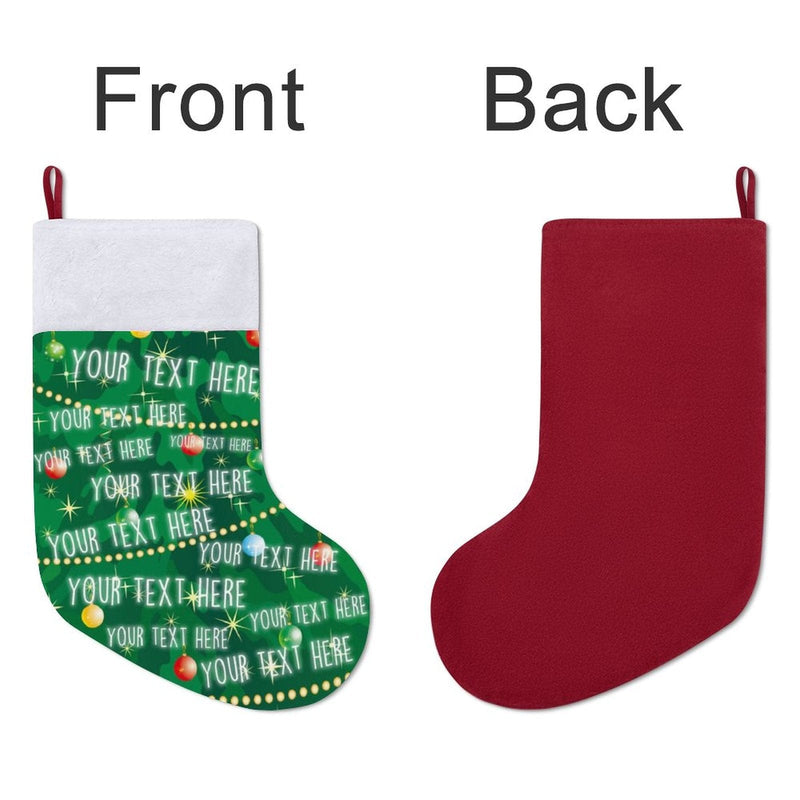 16.5in(L) Super Size-Custom Text Green Background Christmas Ornaments Socks Flip Sequins Christmas Stocking