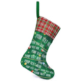 16.5in(L) Super Size-Custom Text Green Background Christmas Ornaments Socks Flip Sequins Christmas Stocking