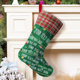 16.5in(L) Super Size-Custom Text Green Background Christmas Ornaments Socks Flip Sequins Christmas Stocking