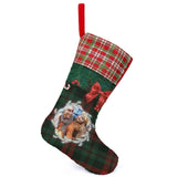 16.5in(L) Super Size-Custom Photo Lattice Red Bow Christmas Socks Flip Sequins Christmas Stocking