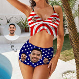 [Top Selling] #Summer Outfits #American Flag Style #Husband/Boyfriend Face On #Celebrate July Fourth - Personalized Face Women's Swimwear Bikini Swimsuit Beach Travel Boat Cruise Pool Party Outfits