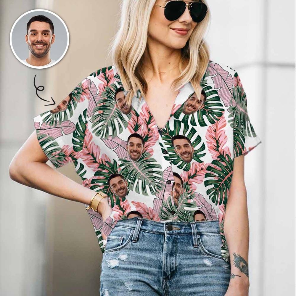 Personalized Couple Matching Hawaiian Shirts Custom Face Beauty Flower Couple Hawaiian Shirts