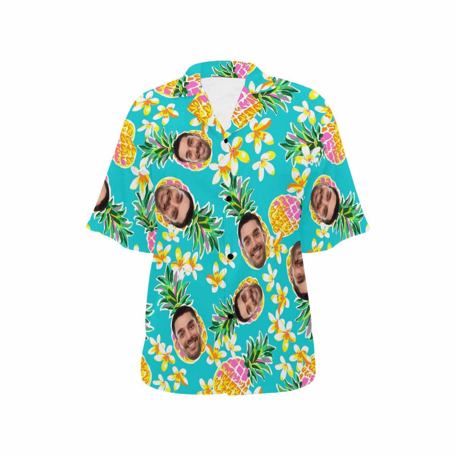 Personalized Couple Matching Hawaiian Shirts Custom Face Summer Vocation Couple Hawaiian Shirts