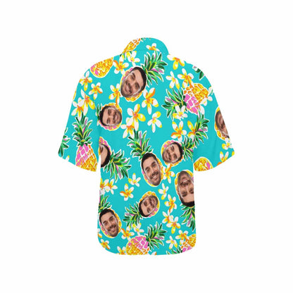 Personalized Couple Matching Hawaiian Shirts Custom Face Summer Vocation Couple Hawaiian Shirts