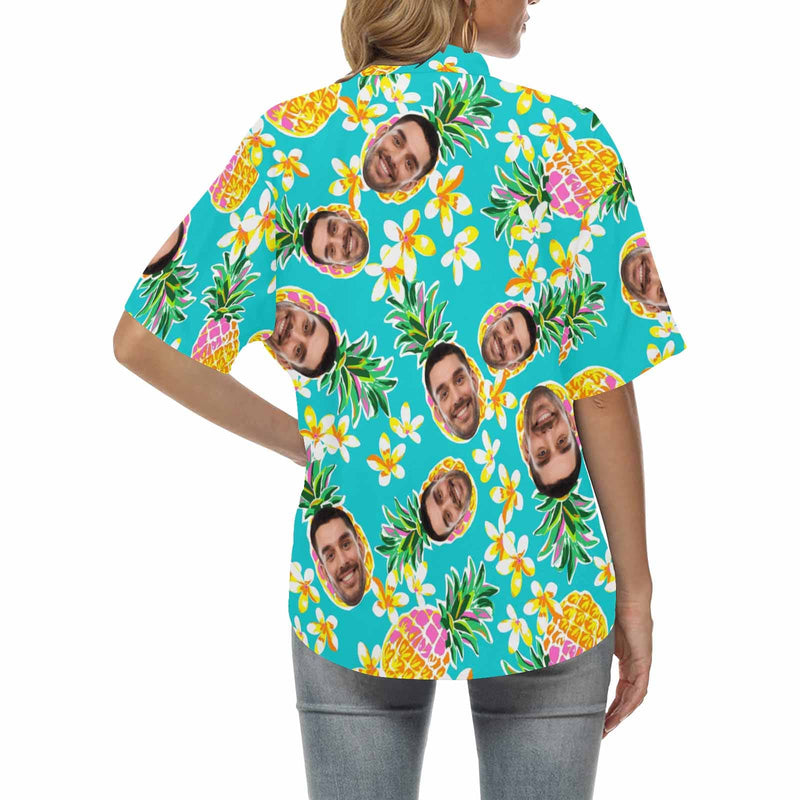 Personalized Couple Matching Hawaiian Shirts Custom Face Summer Vocation Couple Hawaiian Shirts