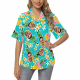 Personalized Couple Matching Hawaiian Shirts Custom Face Summer Vocation Couple Hawaiian Shirts