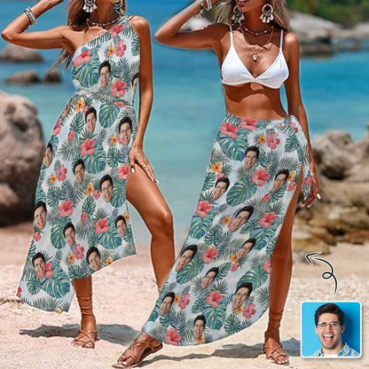 Custom Face Tropical Flowers Leaves Women&