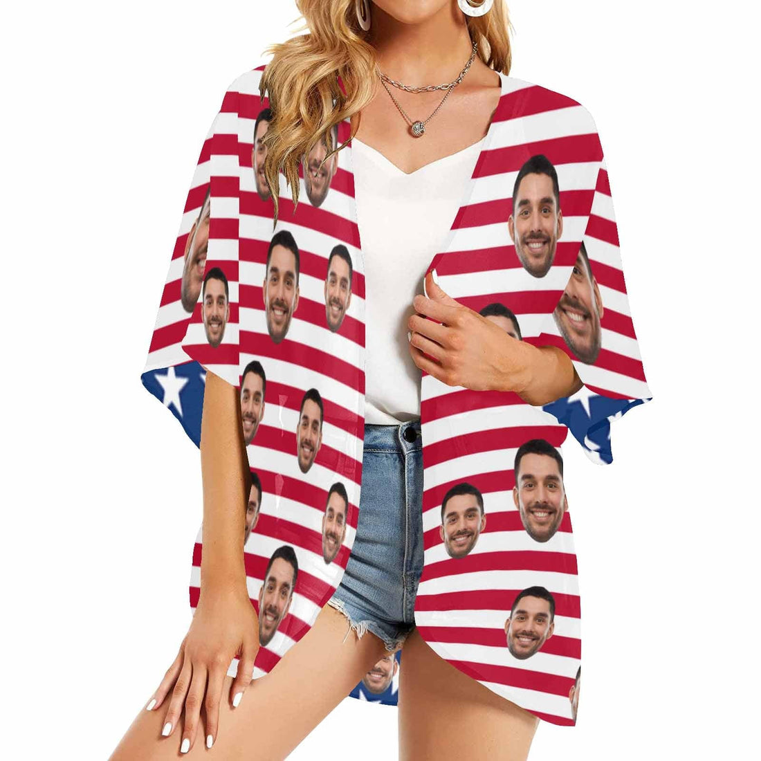 Custom Face American National Flag Personalized Women&