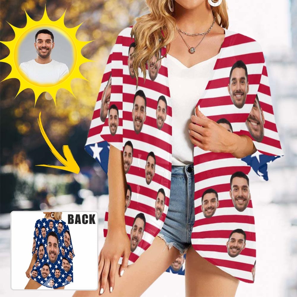 Custom Face American National Flag Personalized Women&