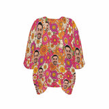 Custom Face Flowers Personalized Women's Kimono Chiffon Cover Up Personalized