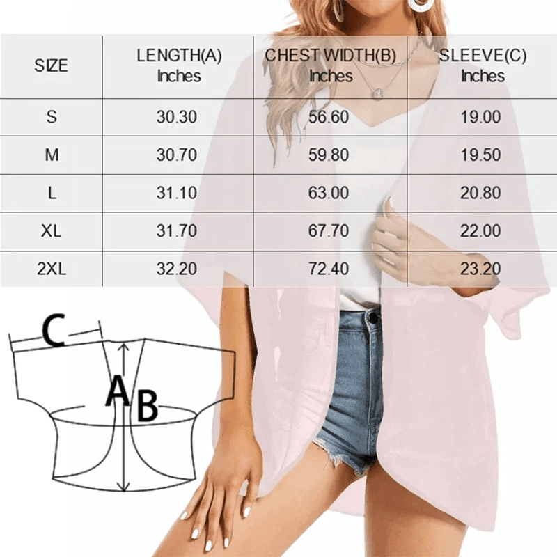 Custom Face Ethnic Style Pattern Stitching Personalized Women's Kimono Chiffon Cover Up