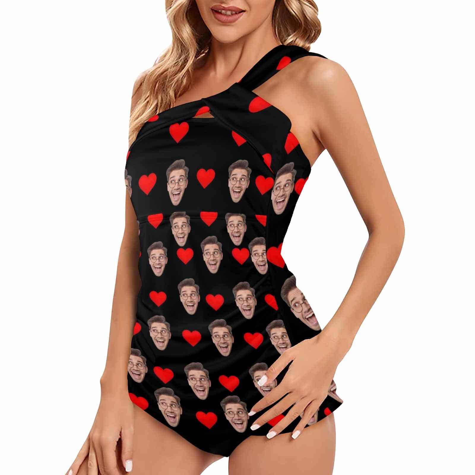 DstoryGifts 288613826712 Custom Face Heart Swimsuit With Face Personalized Face Women&