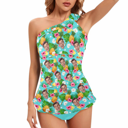 Dstorygifts Swimsuit_3P Custom Face Pineapple Green Swimsuit With Face Personalized Face Women&