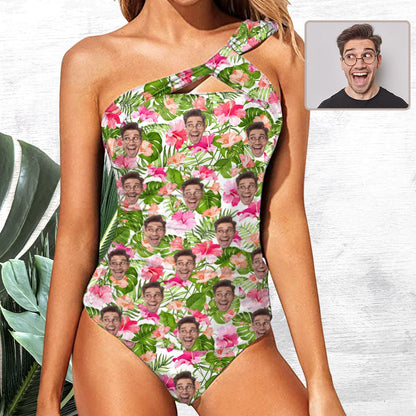 DstoryGifts Swimwear Custom Face Swimsuit Flower LeafTankini With Face Personalized Face Women&