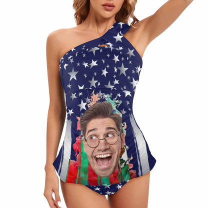 DstoryGifts 288613826712 Custom Face Swimsuit Star Tankini With Face Personalized Face Women&