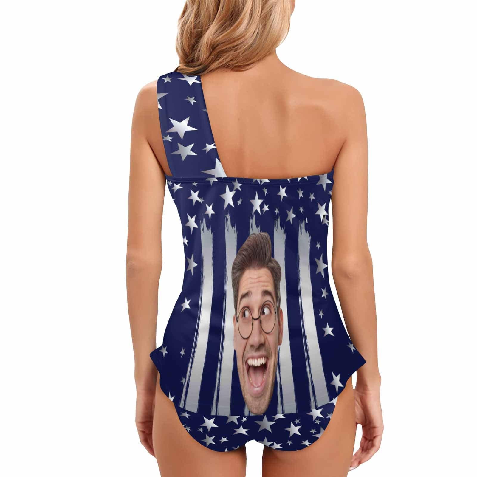 DstoryGifts 288613826712 Custom Face Swimsuit Star Tankini With Face Personalized Face Women&