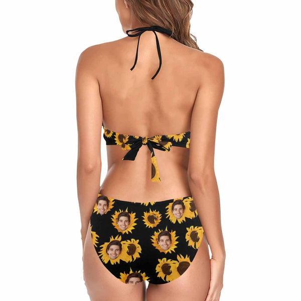Custom Sunflower Face Fringe One Piece Swimsuit Personalized Beach Pool Outfit
