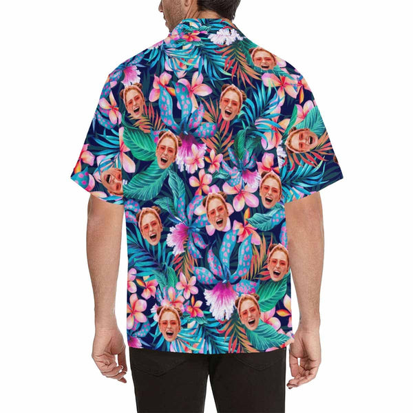 Custom Face Flowers Hawaiian Shirt Personalized Beachwear