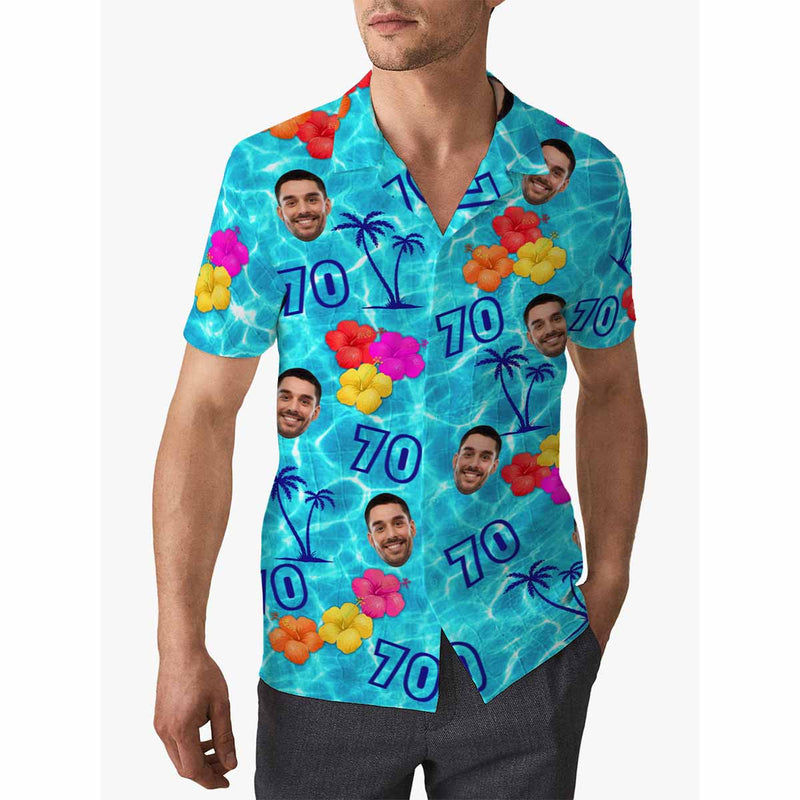 Custom Hawaiian Shirts with Face&Age Personalized Aloha Shirt Gift For Birthday Party