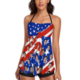 Custom Face Flag Split Swimsuit Personalized Two Piece Swimsuit Tankini For Women